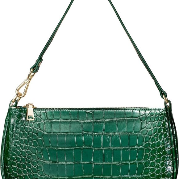 Retro Shoulder Bag Soft Crocodile Vegan Leather PU Handbags for Women Clutch Pur - Picture 1 of 7